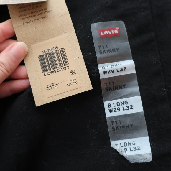 NWT Levi 711 Skinny Jean in Black - Picture 5 of 6